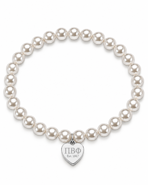 mini heart color pop bracelet - silver on pearl bead