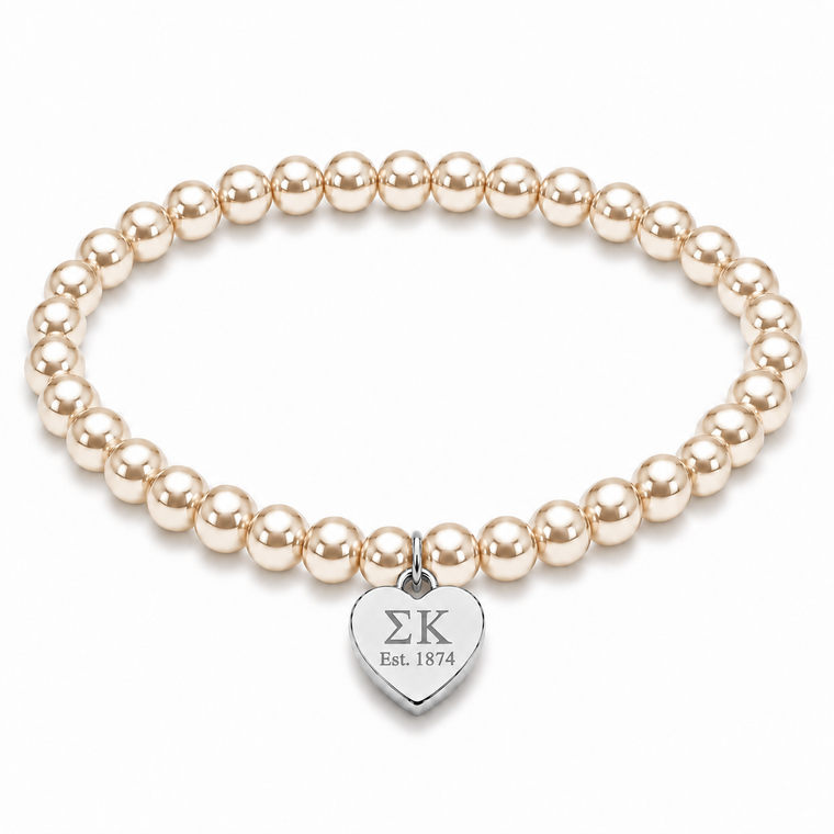 Color Pop Heart Tag Pearl Bracelet - Silver