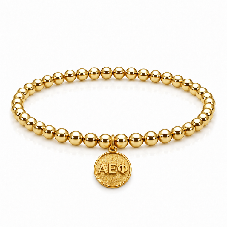 double-sided coin gold bead bracelet - aephi