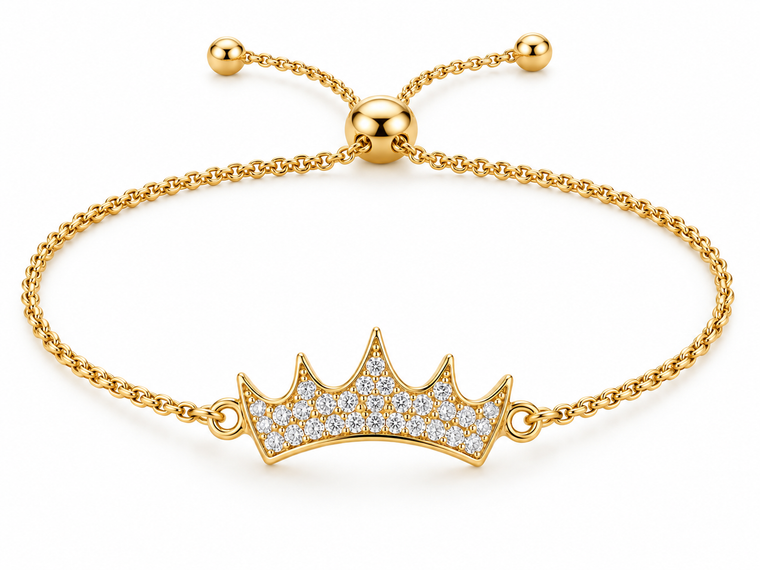 ZTA Pavé Crown Bolo Cinch Bracelet – Gold