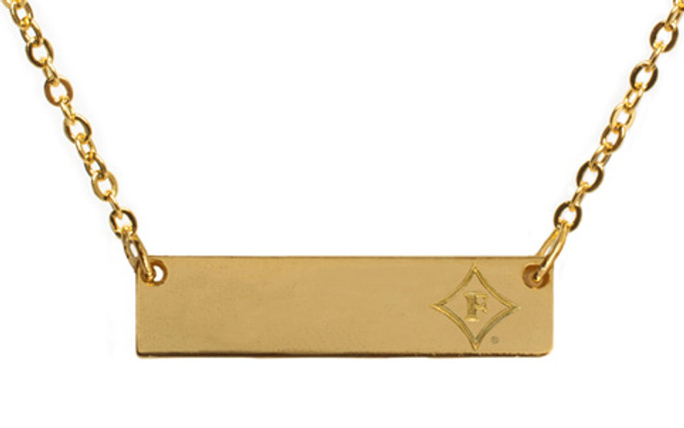 DIAMOND LOGO BAR NECKLACE- GOLD PLATED