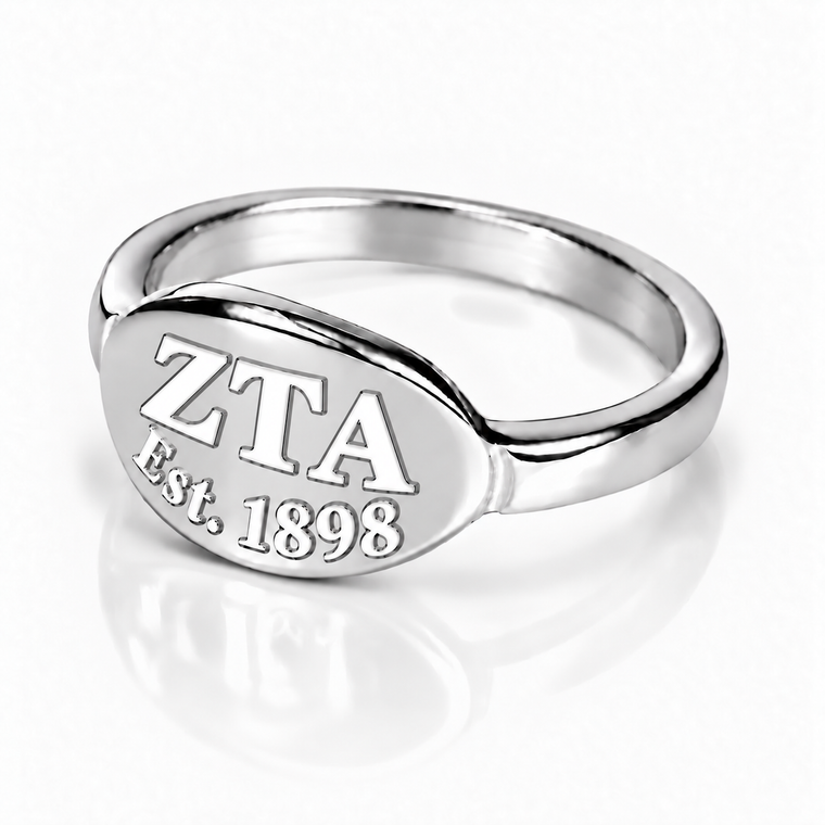 sterling silver oval tag ring - zeta
