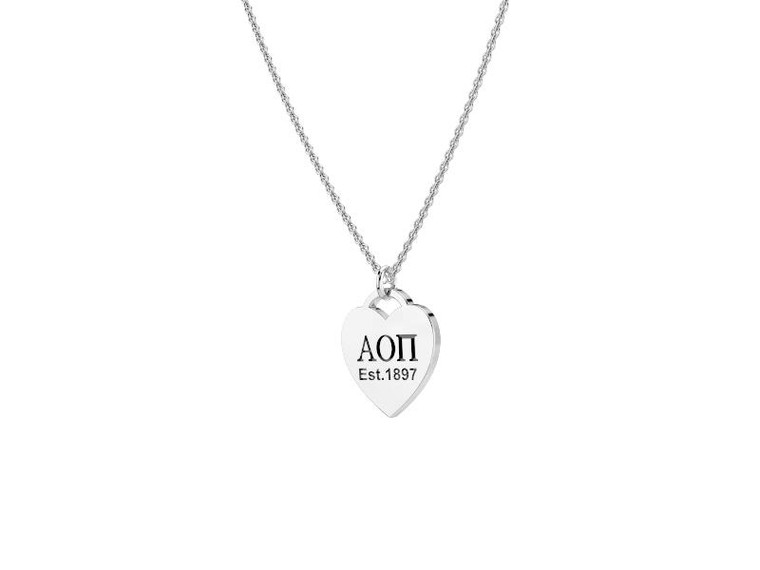 AOII Heart Tag Sterling Silver: 1.5mm chain