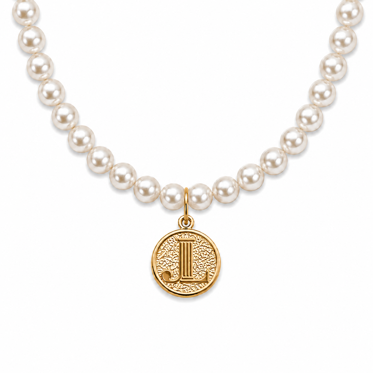 Pearl gold coin necklace