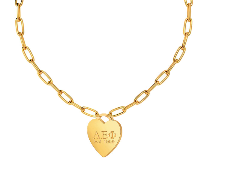 heart tag necklace on paperclip chain -aephi