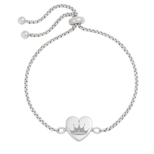 double-sided mini heart bolo bracelet steel silver - zta