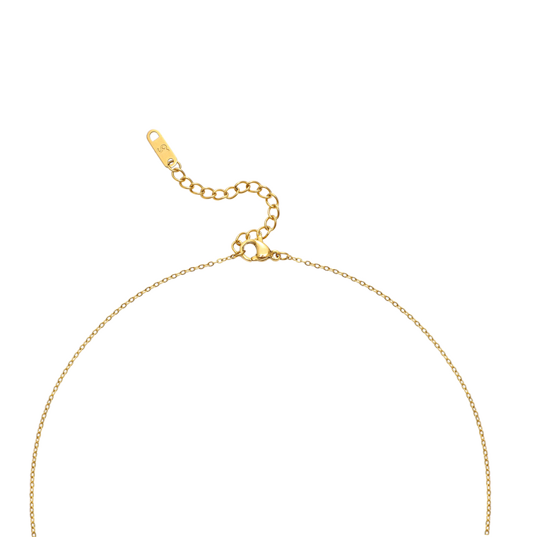 cz bezel necklace gold - zta