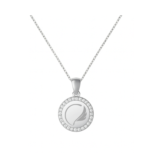 CZ Bezel Necklace - Steel Silver