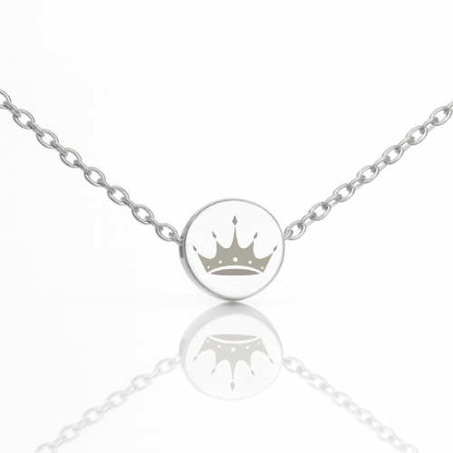 double-sided mini circle necklace steel silver - zta