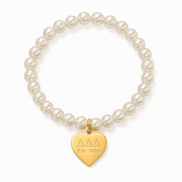 heart tag pearl bracelet - tridelta