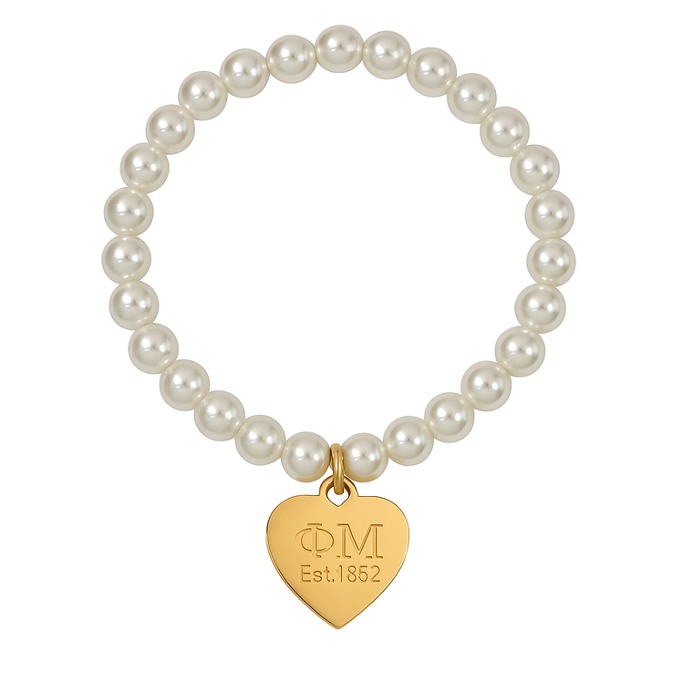 heart tag pearl bracelet - phimu