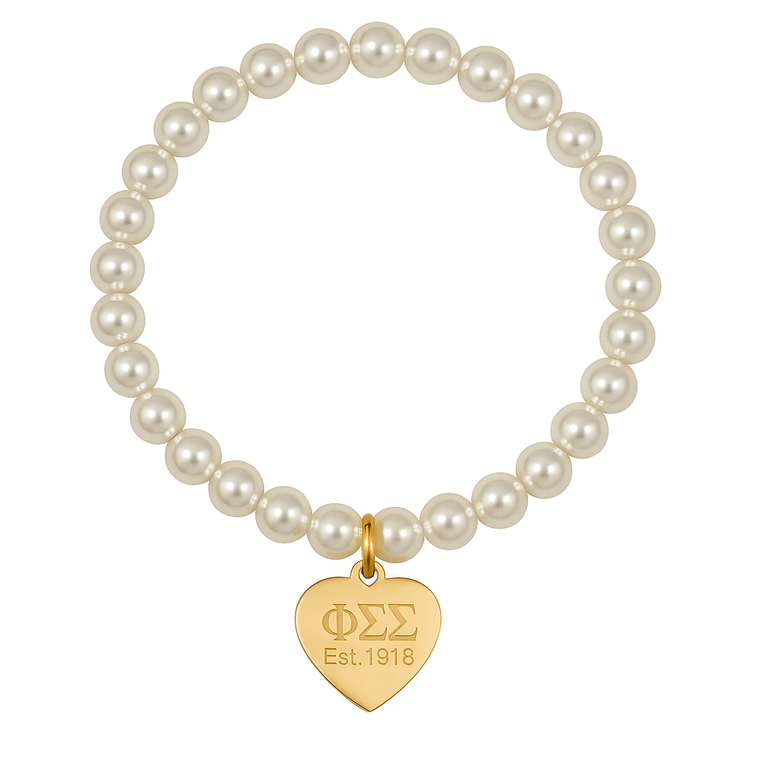 heart tag pearl bracelet - phisig
