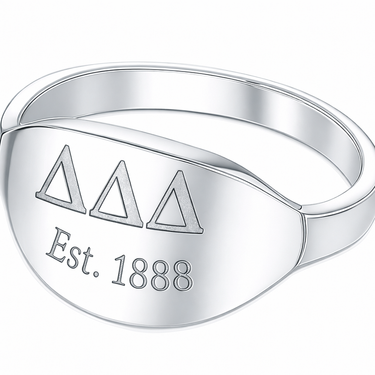 sterling silver oval tag ring - tridelta