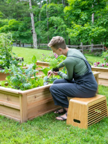 Bamboo Garden Stool and Basket Combo