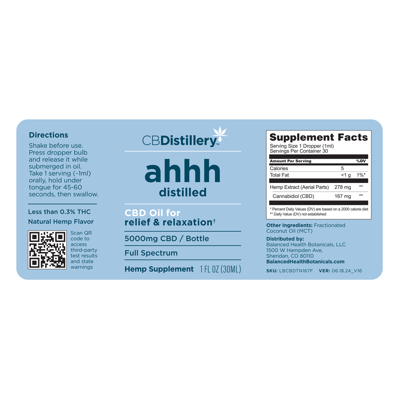 5000mg Full Spectrum CBD Oil Tincture flat label