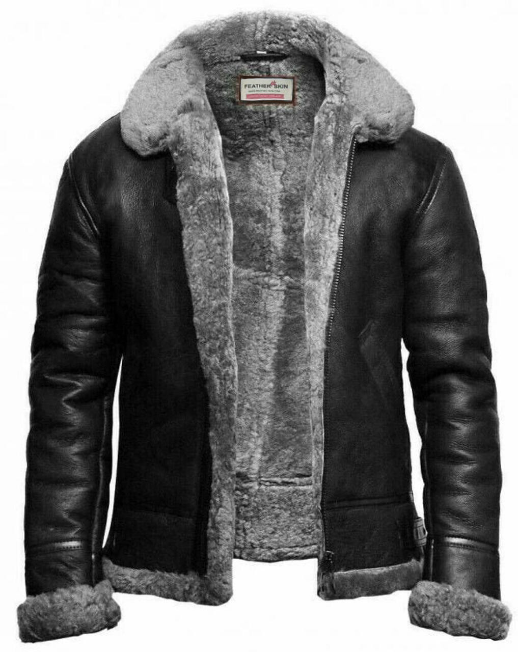 Faux shearling biker sales jacket mens