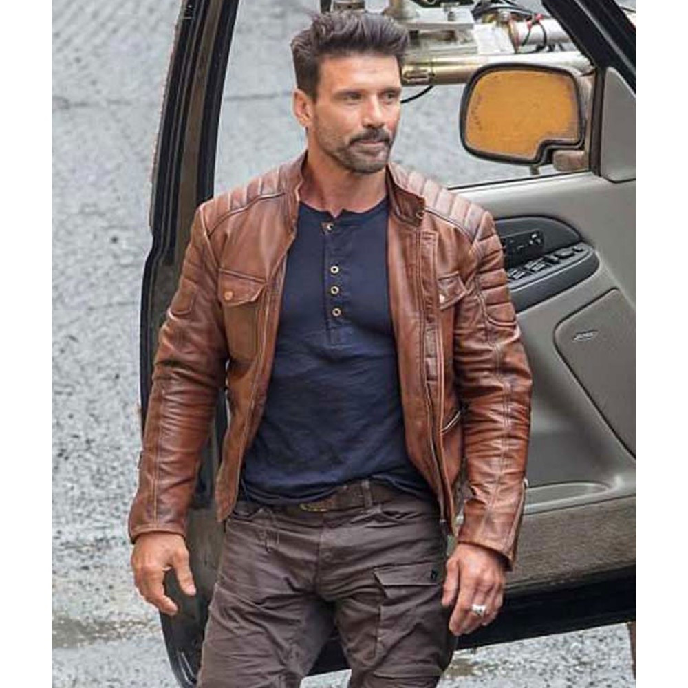 Boss Level Leather jacket brown Roy Pulver by Frank Grillo