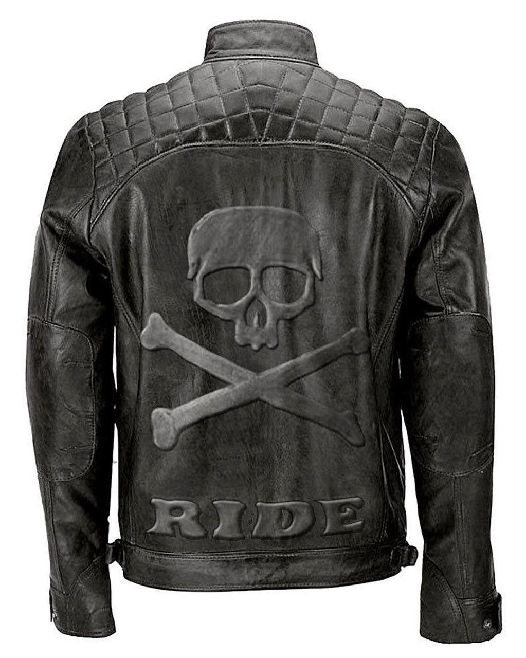 Leather jacket with store skull on back