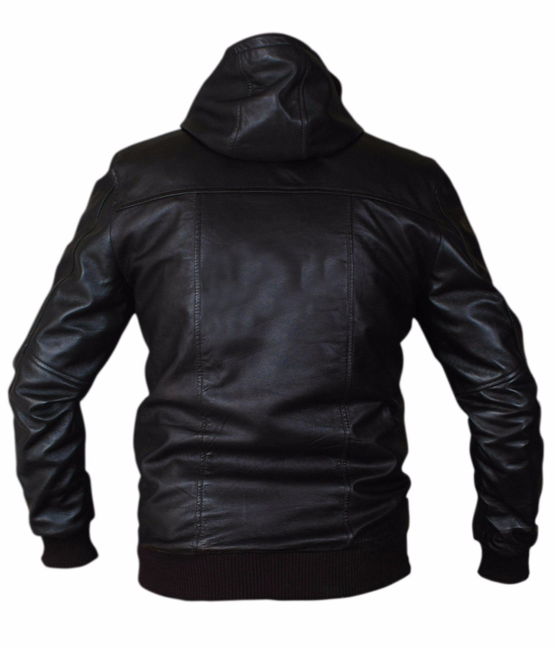 Air force Bomber Hooded Leather Jacket | Feather Skin