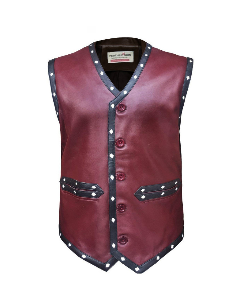 The Warriors Faux Leather Vest – Movie Costume Jacket For Halloween, Biker Style (Brown)