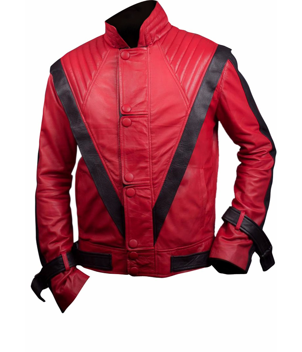 Michael Jackson Thriller Faux Leather Jacket in Red Colour