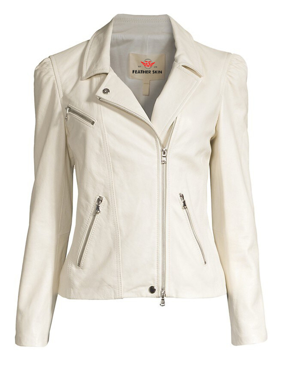 Women's Cream Leather Jackets | Karen Millen