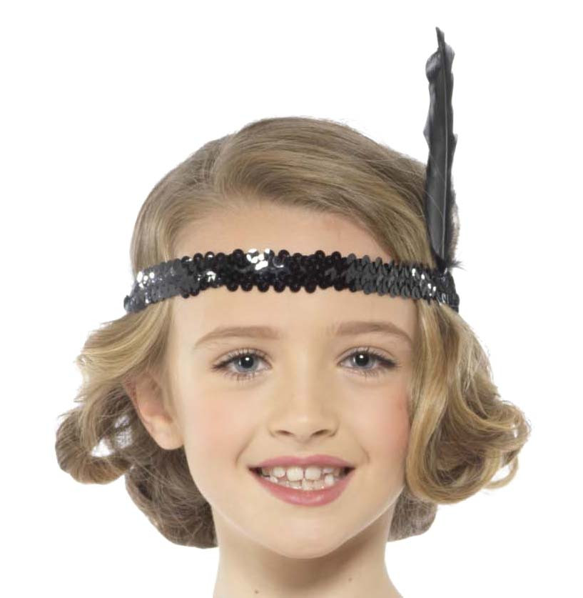 Girls Black Flapper Costume | Feather Skin