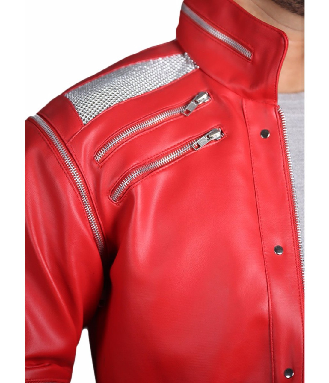 Michael Jackson Beat It Leather Jacket Red | Feather Skin