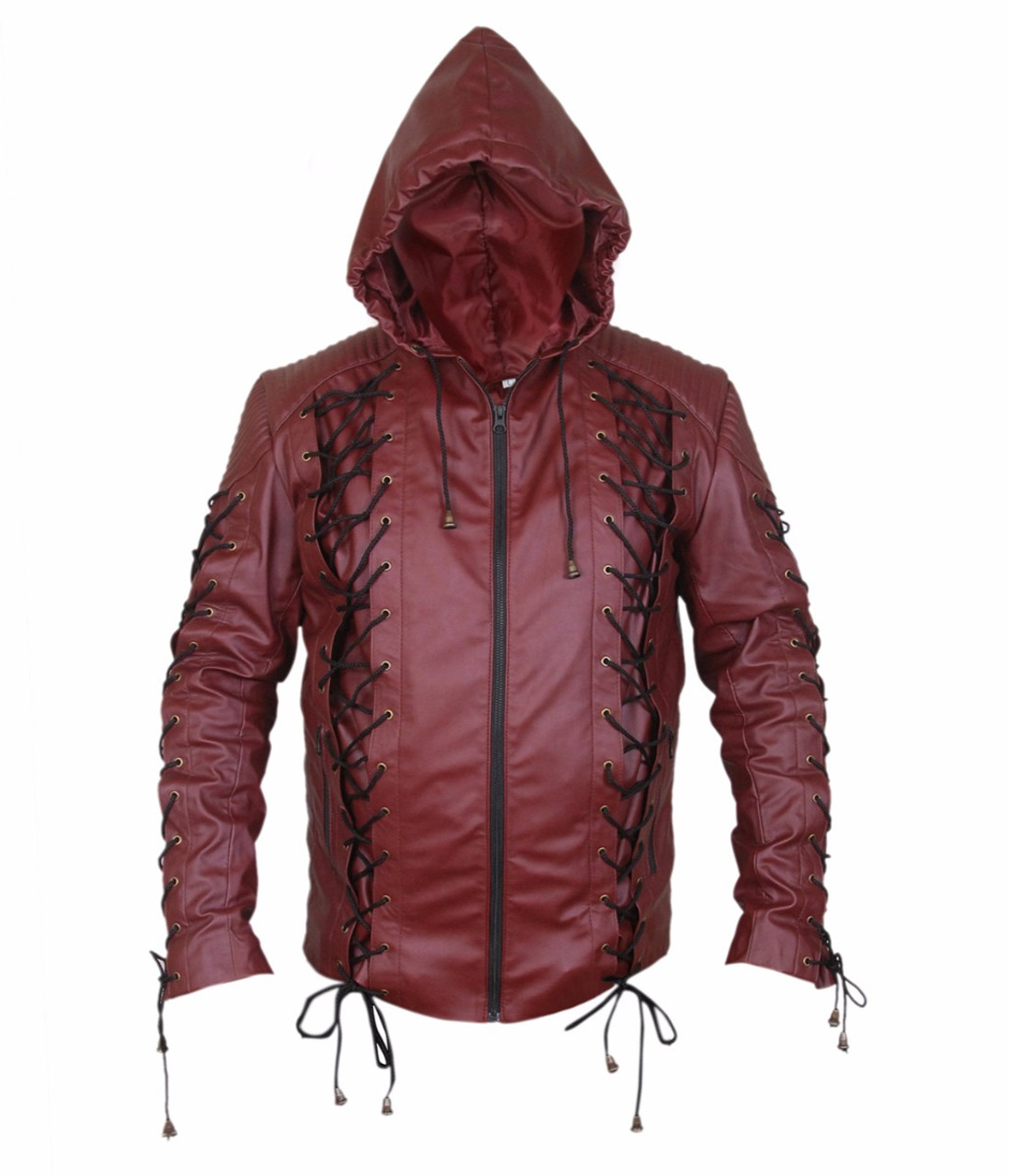 Arrow Arsenal Roy Harper Colton Haynes Hooded Genuine Leather Jacket ...