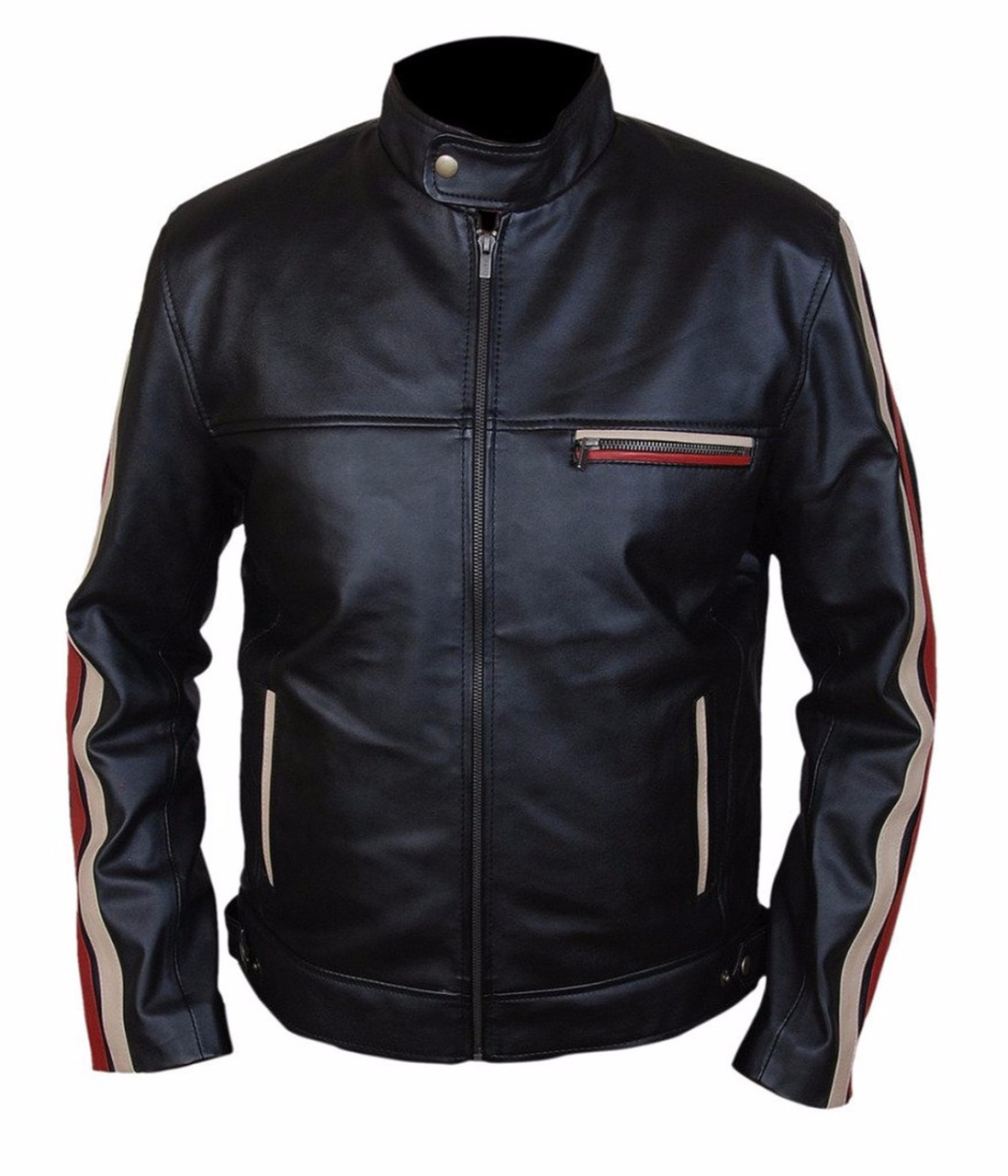 Retro Hybrid Mayhem Cafe Racer Faux Leather Jacket | Feather Skin
