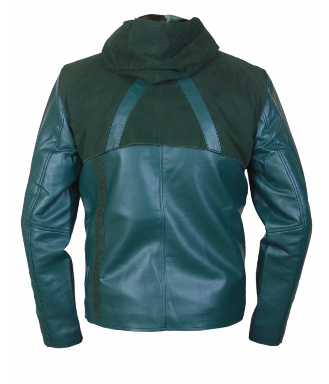 Stephen Amell Arrow Leather Brown Hooded Jacket - USA Leather Factory