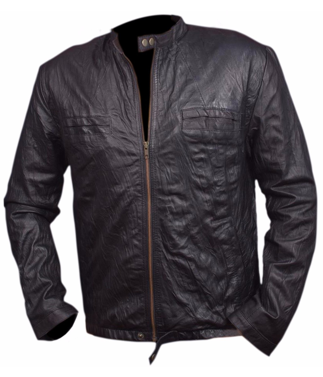 17 Again Zac Efron Oblow Wrinkled Leather Jacket | Feather Skin