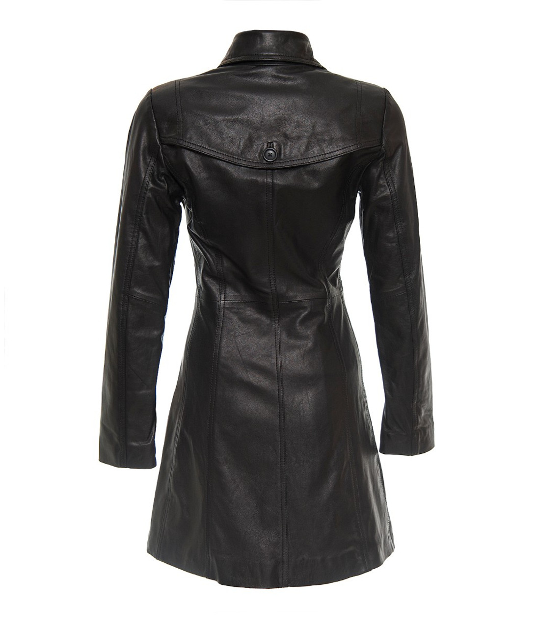 Women's Fashion Leather Coat Black Color | Feather Skin