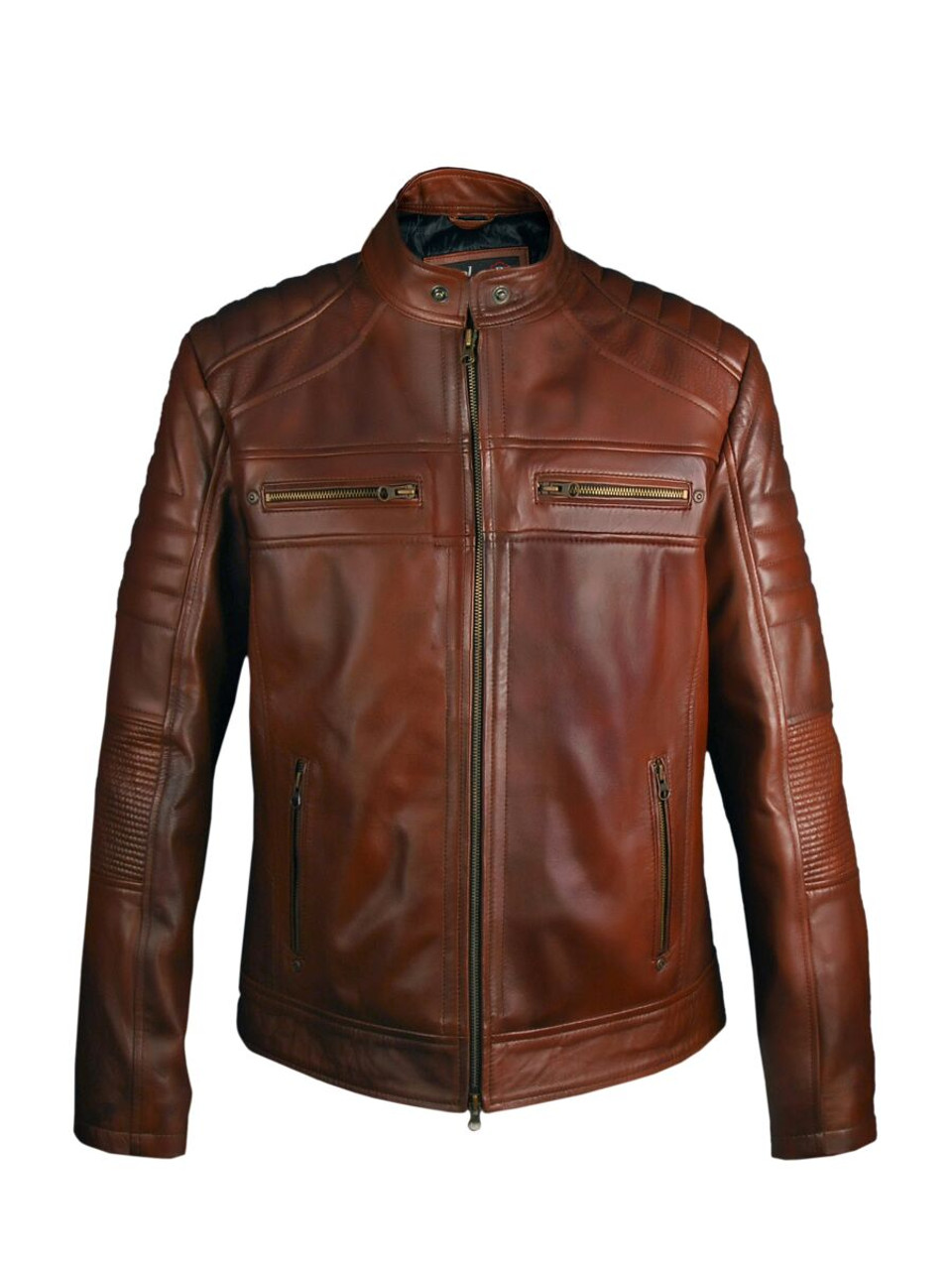 Cafe style leather on sale jacket