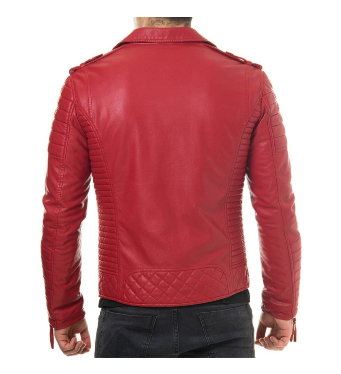 Men's Biker Style Motorbike Genuine Leather Jacket BK002| Feather Skin