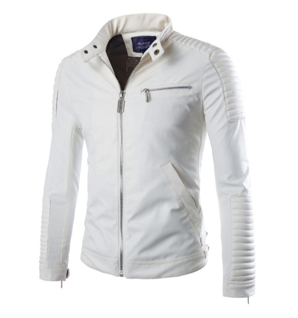 Leather Coats White Leather Vest Men's Biker Style White Leather
