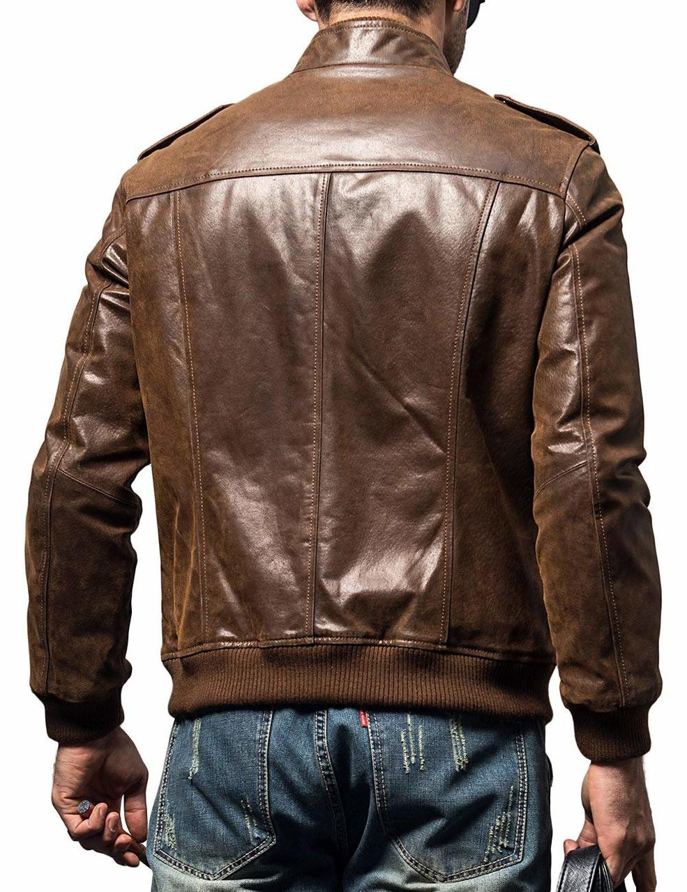 Men's Fashion Genuine Leather Jacket Brown 001 | Feather Skin