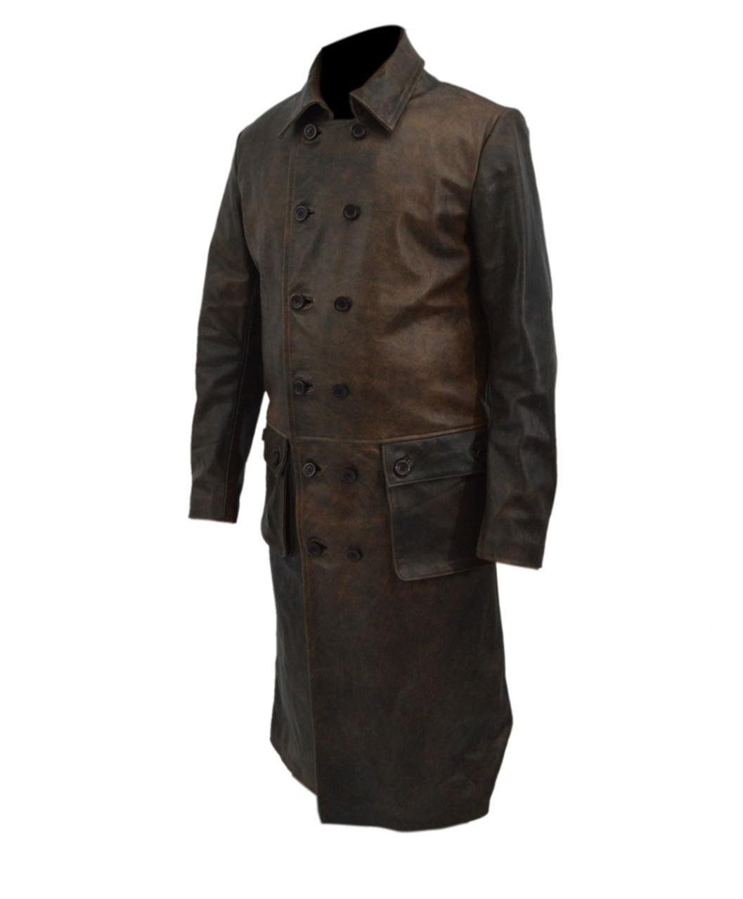 Declan Harp Frontier Genuine Distressed Leather Long Trench Coat ...