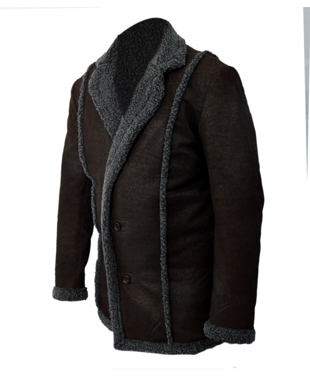 Frago Genuine Leather Shearling Jacket with Suede | Feather Skin