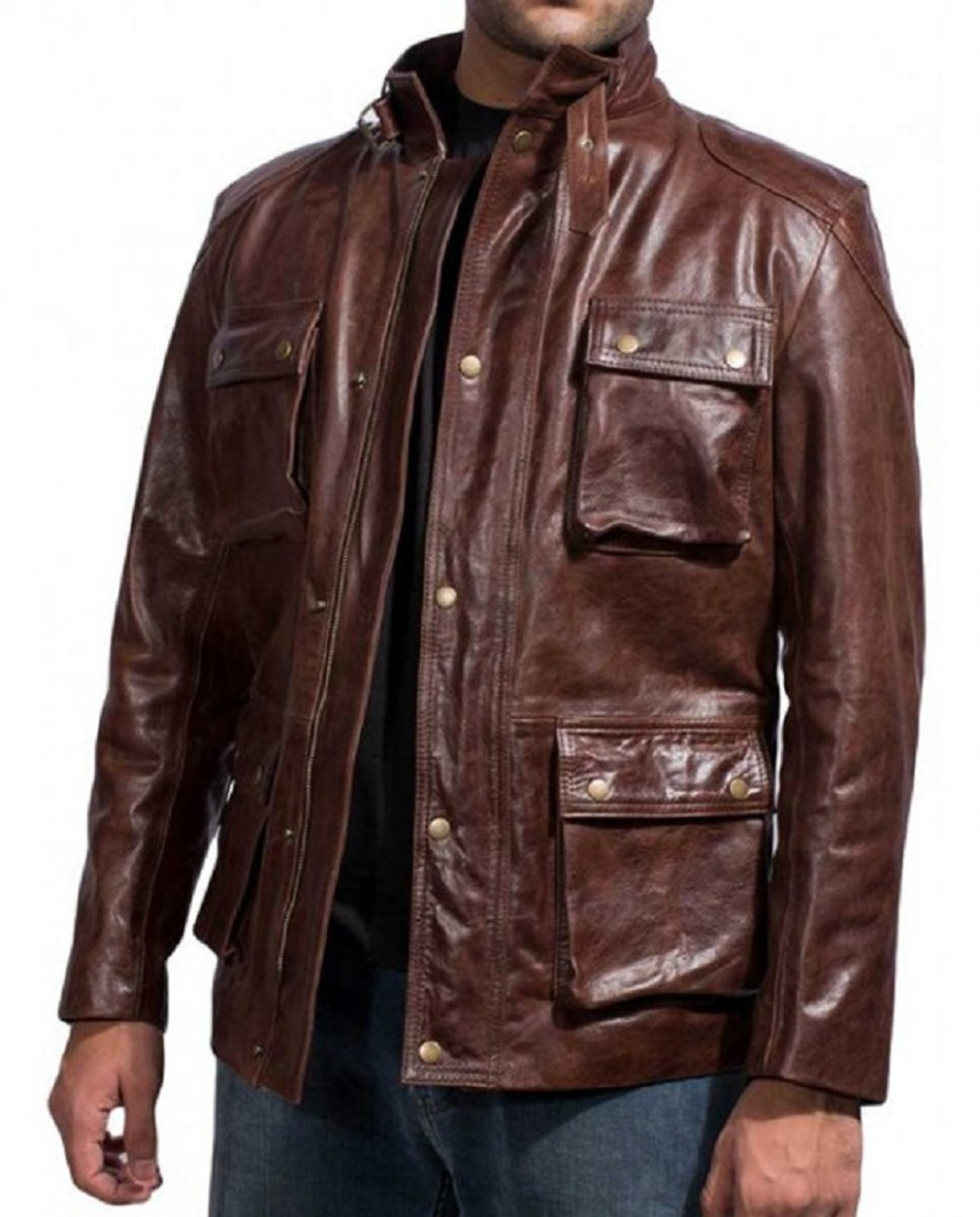 Mark Wahlberg Four Brothers Genuine Leather Jacket Brown | Feather Skin