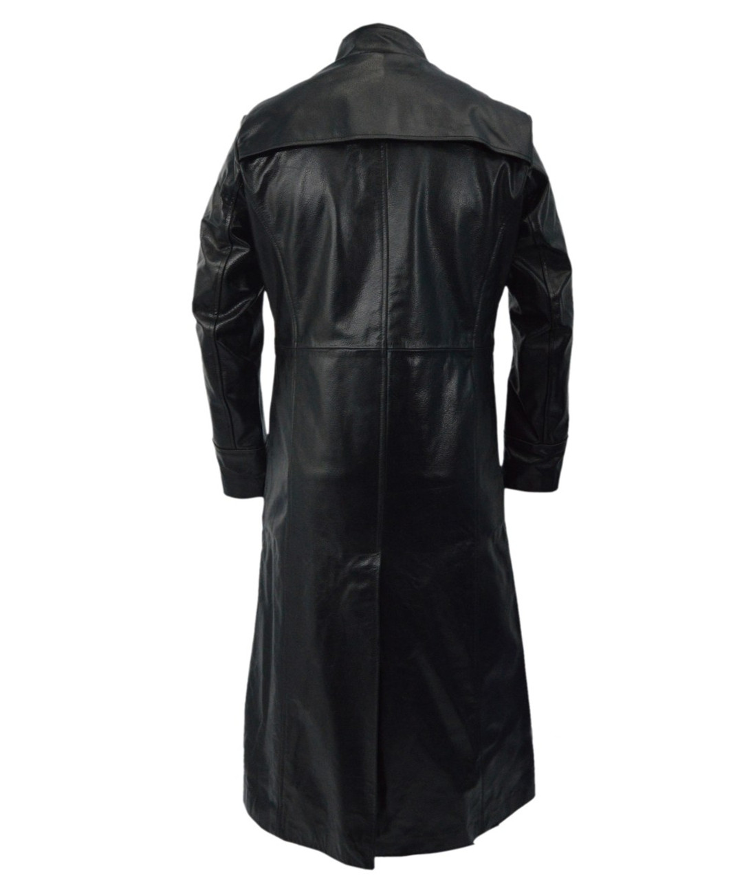 Neo Matrix Keanu Reeves Black Leather Trench Coat | Feather Skin