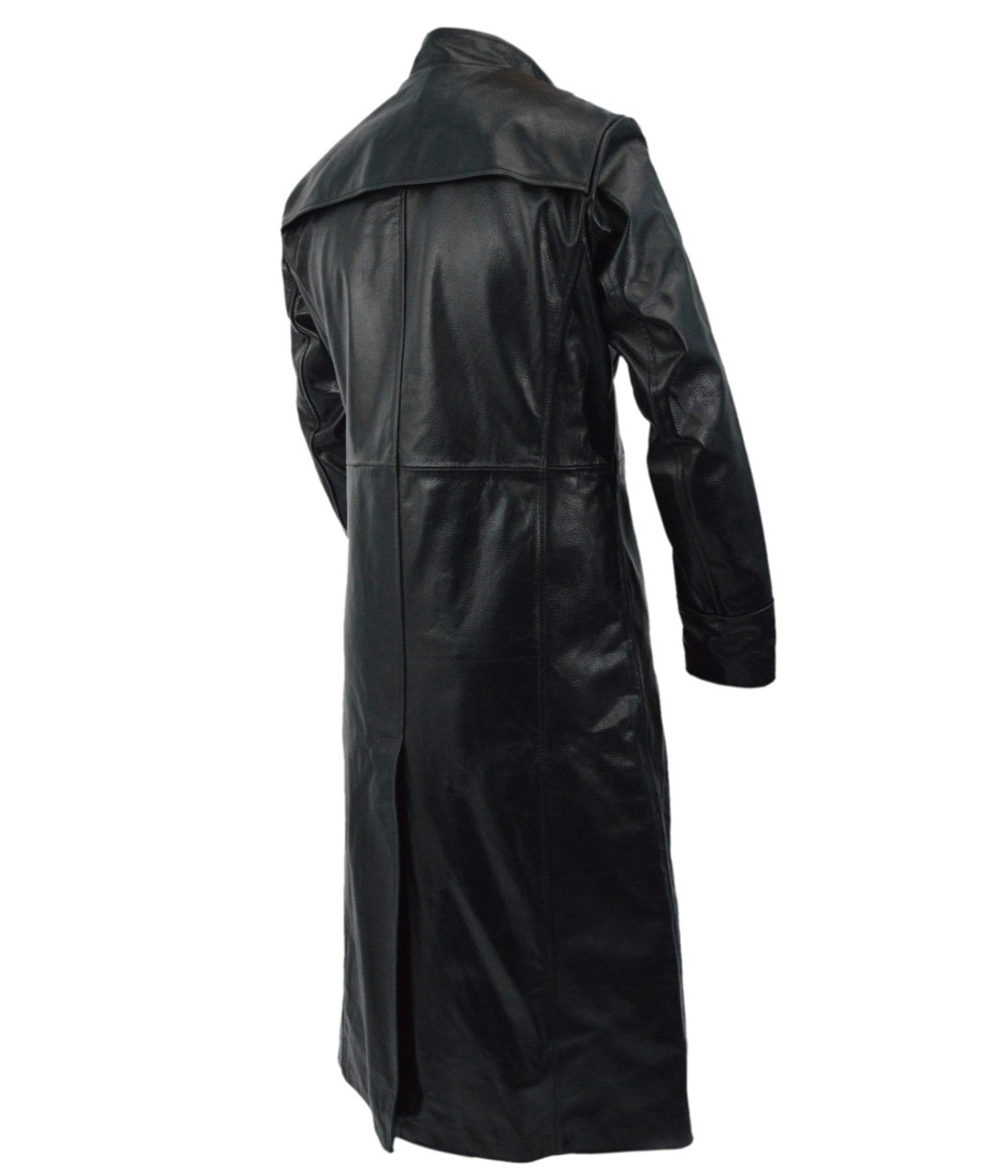 Neo Matrix Keanu Reeves Black Leather Trench Coat | Feather Skin