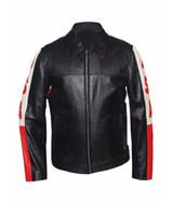 American Flag Biker Style Leather Jacket | Feather Skin
