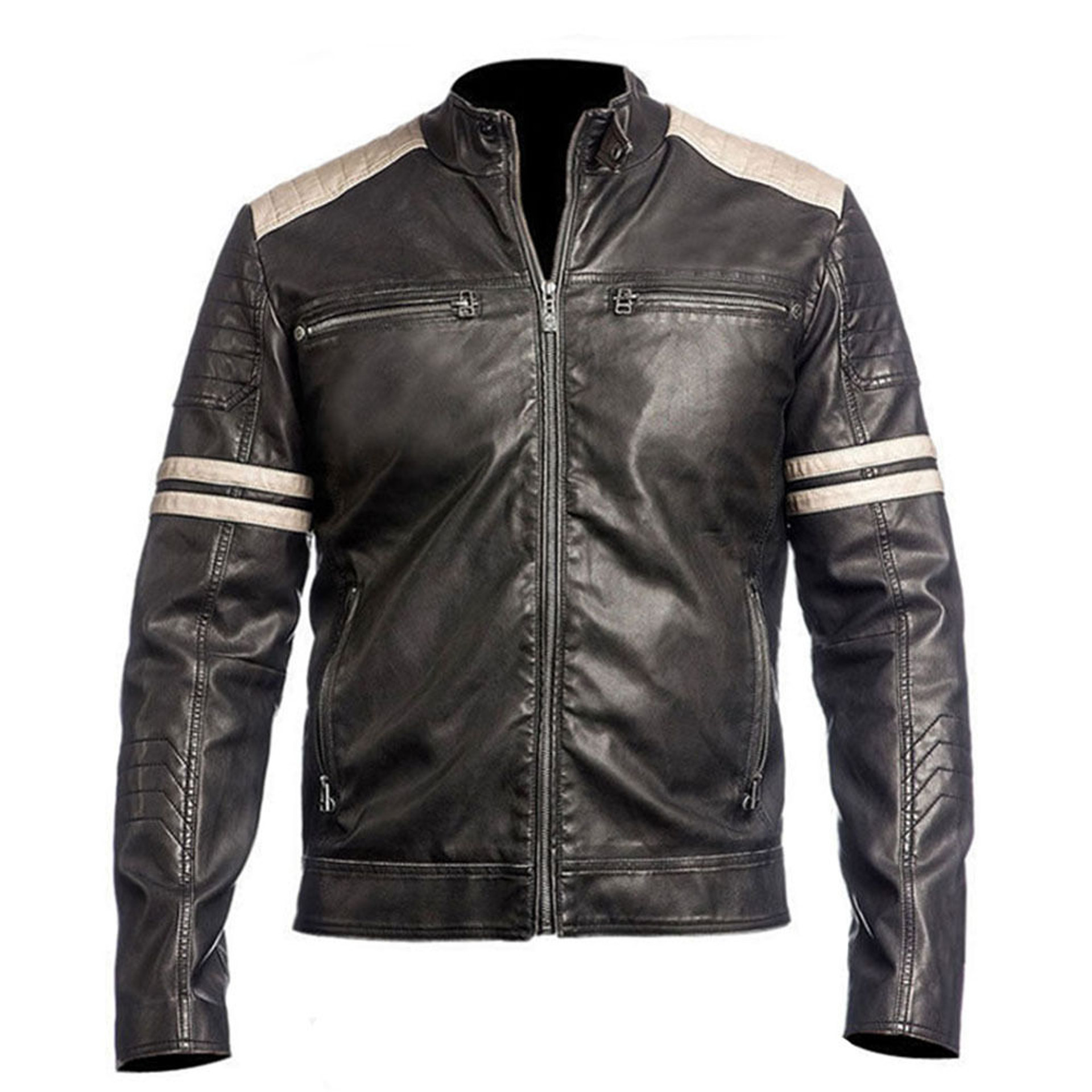 Cafe Racer Vintage Retro Motorbike Leather Jacket | Feather Skin