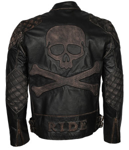 Motorbiker Ride Mens New Fashion Skull Rider Distressed Leather Jacket