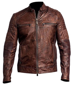 Sale Cafe Racer Distressed Brown Jacket Front