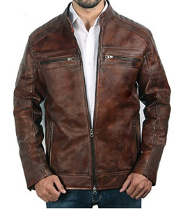 Cafe Racer Vintage Distressed Genuine Leather Jacket Brown