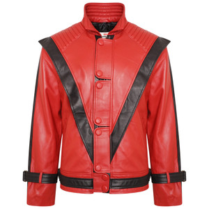 Michael Jackson Thriller Genuine Leather Jacket in Red front