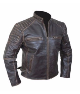 Men's Vintage Cafe Racer Biker Genuine Brown Leather Jacket 1