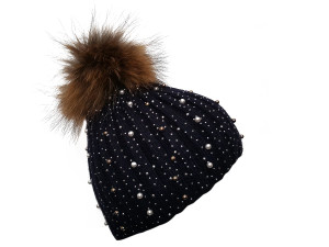 black hat brown bobble